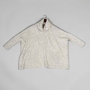 Loft Sweater Womens XS Confetti Cream Oversized Turtleneck Boxy Lagenlook